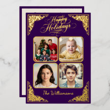 Guld Glad helg, fyra bilder, lila, namn