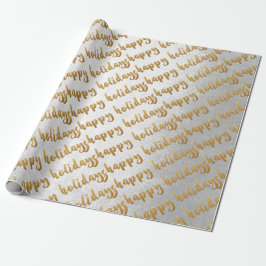 Guld Glad helg, skript Silver Grått White Presentpapper