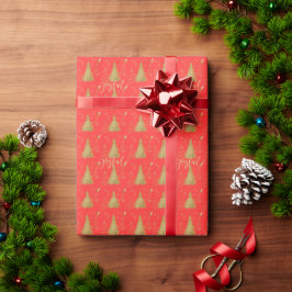 Guld GLAD på Röd Jul Presentpapper