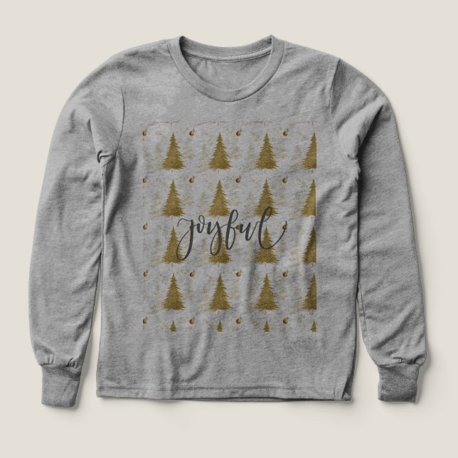 Guld GLAD på Röd Julfirande  T Shirt (Design framsida)