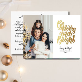 Guld Glädjande och Lysande God Jul Familjefoto Vykort