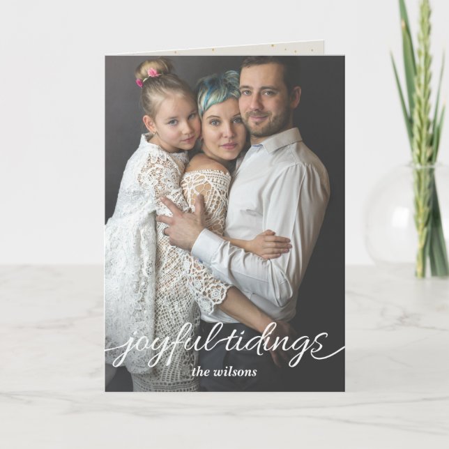 Guld Glädjebringande Skrift Anpassad Full Foto  Helgkort (Framsida)