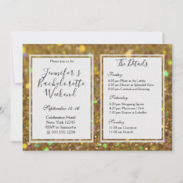 Guld Glam Bachelorette Helg Party Inbjudningar