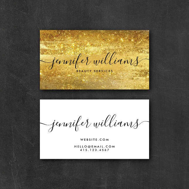 Guld Glam Beauty Stylist Modern Calligraphy | Visitkort (Skapare uppladdad)