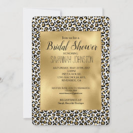 Guld Glam Black Leopard Skriv ut Inbjudningar