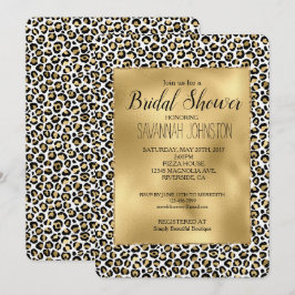 Guld Glam Black Leopard Skriv ut Inbjudningar