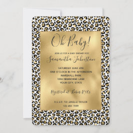 Guld Glam Black Leopard Skriv ut Inbjudningar