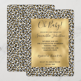 Guld Glam Black Leopard Skriv ut Inbjudningar