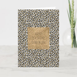 Guld Glam Black Leopard Skriv ut Kort