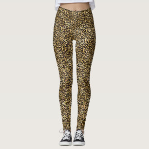 Guld Glam Black Leopard Skriv ut Leggings