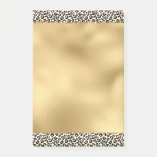 Guld Glam Black Leopard Skriv ut Post-it Block (Framsida)
