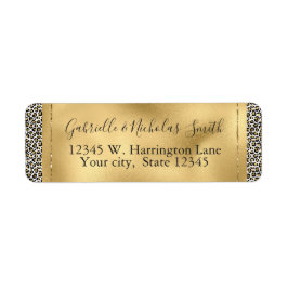 Guld Glam Black Leopard Skriv ut Returadress Etikett
