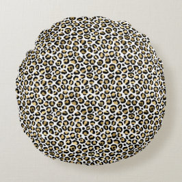 Guld Glam Black Leopard Skriv ut Rund Kudde