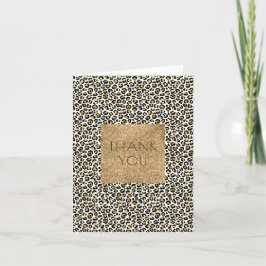 Guld Glam Black Leopard Skriv ut tack Kort