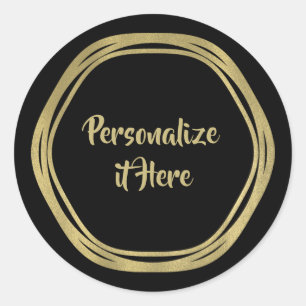Guld Glam & Black Ringar (valfritt Färg) Modern Gl Runt Klistermärke
