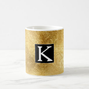 Guld Glam Black White Monogram Kaffemugg