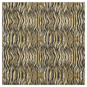 Guld Glam Black Zebra tryck Tyg