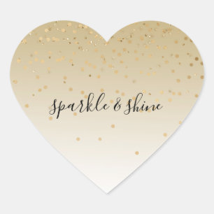 Guld Glam Confetti Ombre Hjärtformat Klistermärke