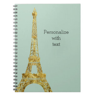 Guld- Glam Eiffel torn Anteckningsbok