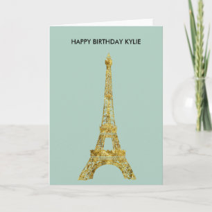 Guld- Glam Eiffel torn Kort
