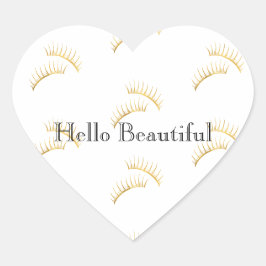 Guld Glam Eyelash Hjärtformat Klistermärke