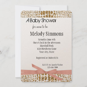 Guld Glam Faux Glitter Alligator Skriv ut babydusc Inbjudningar