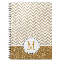 Guld Glam Faux Glitter Chevron Anteckningsbok