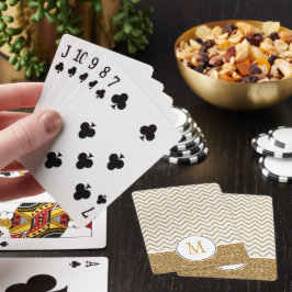 Guld Glam Faux Glitter Chevron Casinokort