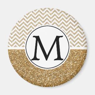 Guld Glam Faux Glitter Chevron Magnet