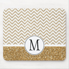 Guld Glam Faux Glitter Chevron Musmatta