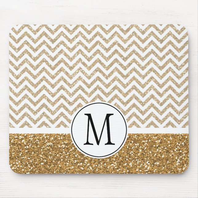 Guld Glam Faux Glitter Chevron Musmatta (Framsidan)