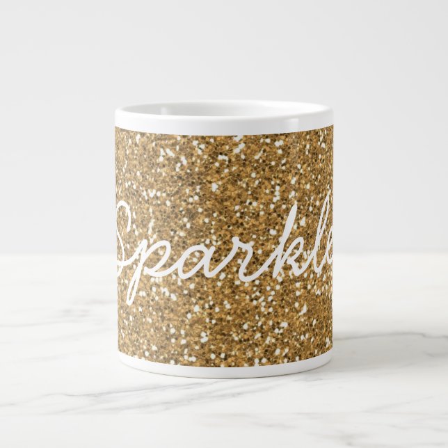 Guld Glam Faux Glitter Jumbo Mugg (Framsidan)