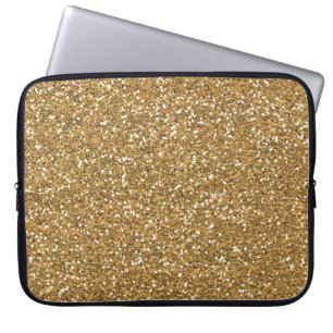 Guld Glam Faux Glitter Laptop Sleeve