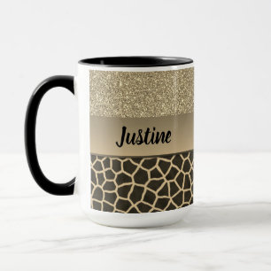 Guld Glam Giraffe Print Mugg