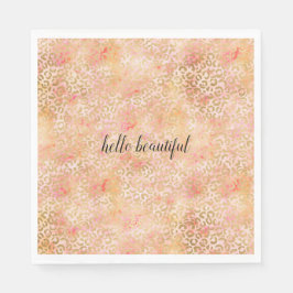 Guld Glam Girly Peach Rosa  Leopard Skriv ut Pappersservett