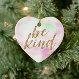 Guld Glam Glitter Be Kind Mint Rosa Tie Dye Julgransprydnad Keramik