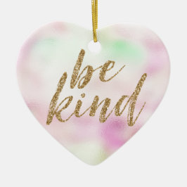 Guld Glam Glitter Be Kind Mint Rosa Tie Dye Julgransprydnad Keramik