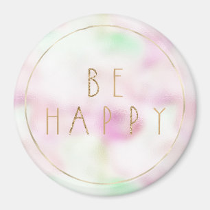 Guld Glam Glitter BE Lycklig Mint Rosa Tie Dye Magnet