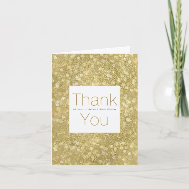Guld Glam Glitter Bokeh Personlig Tack Kort (Framsida)