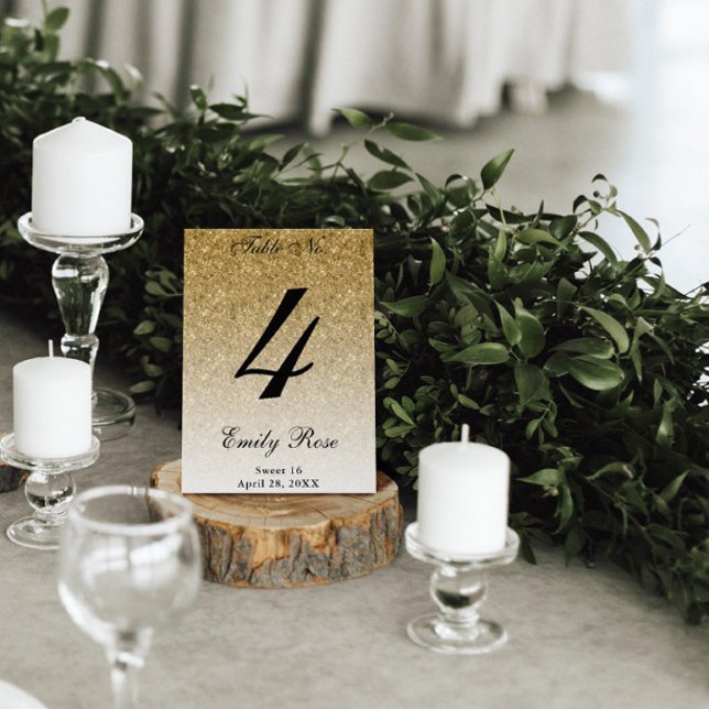 Guld Glam Glitter Bordsnummer Card (Skapare uppladdad)