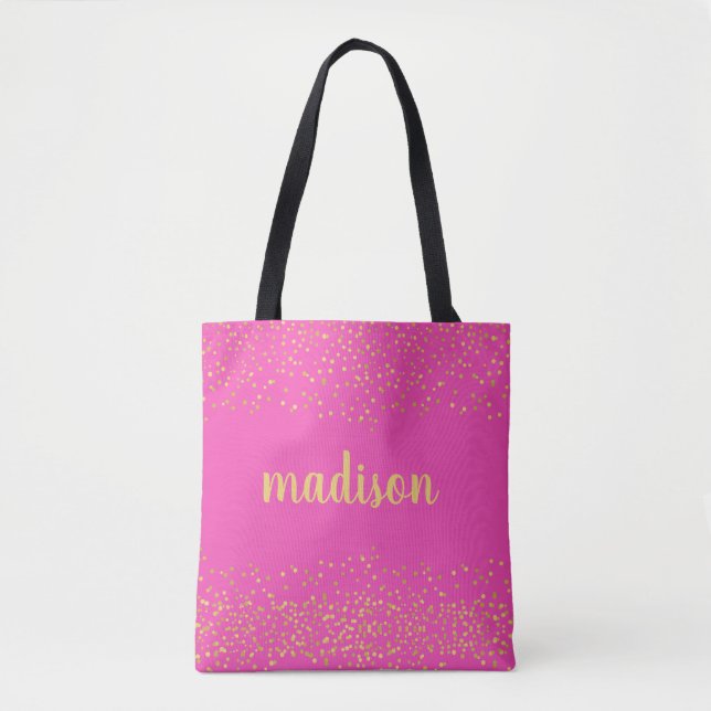 Guld Glam Glitter Confetti | Personligens Rosa Tygkasse (Framsida)