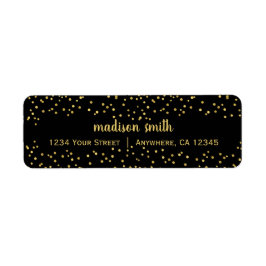 Guld Glam Glitter Confetti | Svart Returadress Returadress Etikett