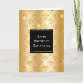 Guld Glam Glitter Diamonds Birthday Kort