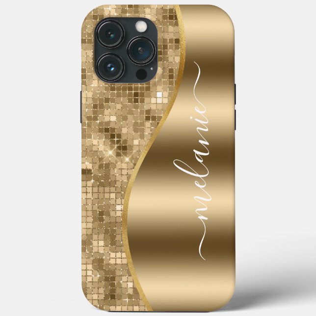 Guld Glam Glitter Fodral-Mate iphone case (Baksida)