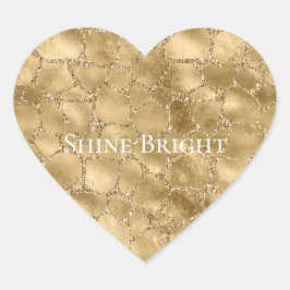 Guld Glam Glitter Giraffe Print Hjärtformat Klistermärke