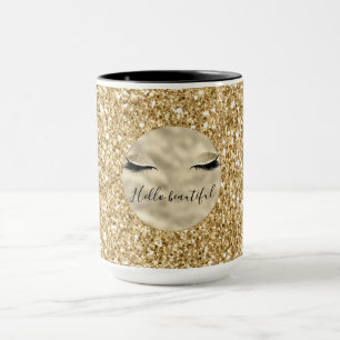 Guld Glam Glitter Girly Eyelash personlig Mugg