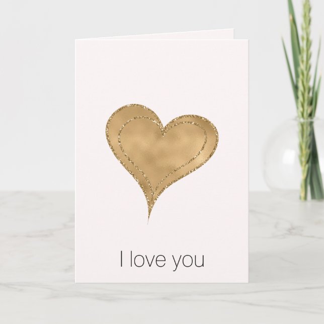 Guld Glam Glitter Heart Kort (Framsida)
