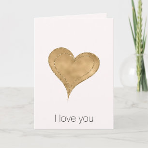Guld Glam Glitter Heart Kort