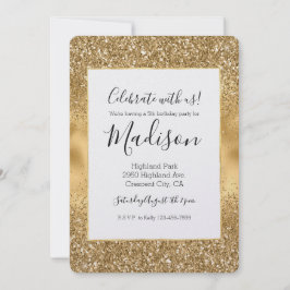 Guld Glam Glitter Inbjudningar