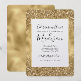 Guld Glam Glitter Inbjudningar